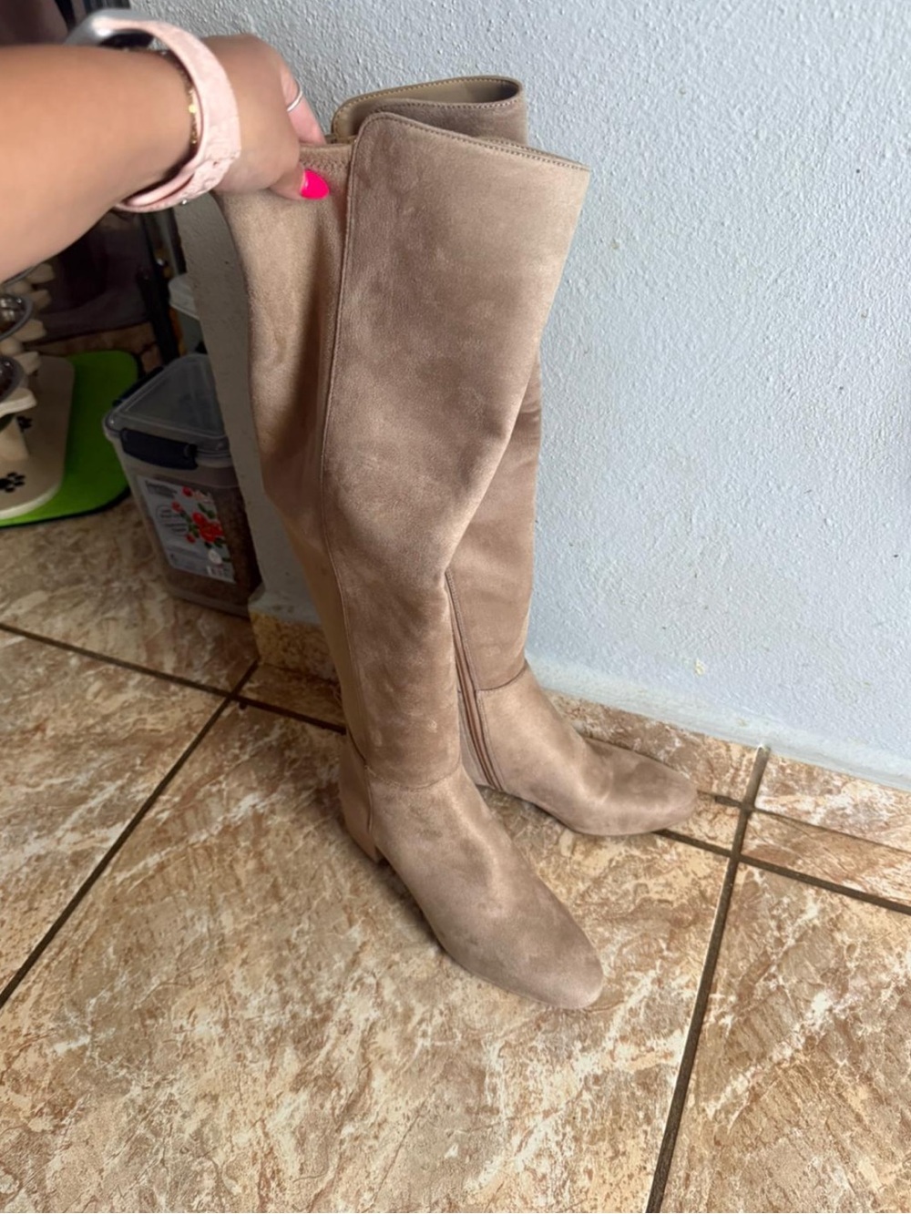 Michael Kors Taupe Over-the-Knee Suede Boots